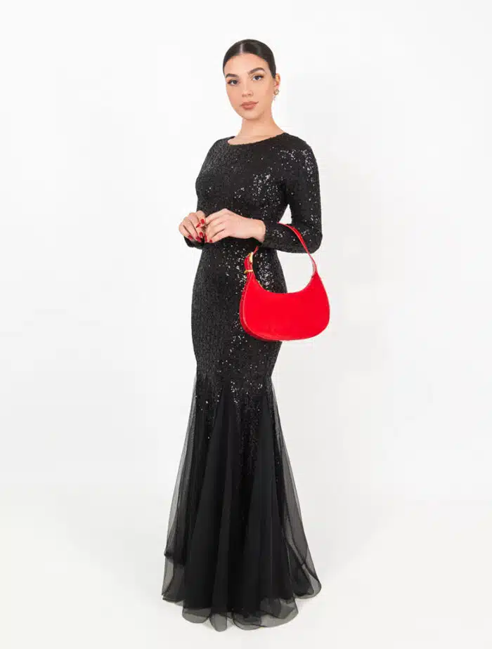 rote lederhandtasche
