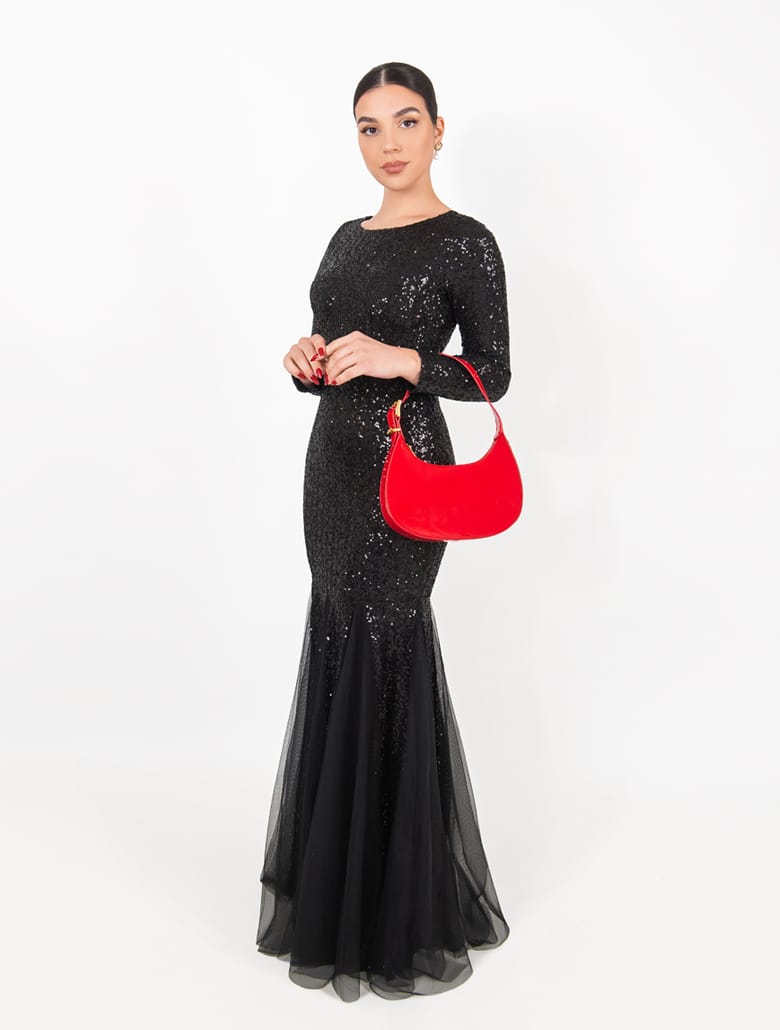 rote lederhandtasche